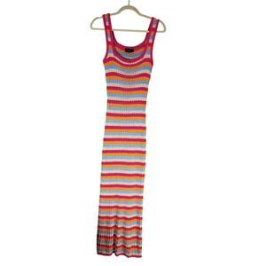 Vici Multicolor Colorful Striped Beachcomber Coverup Maxi Dress Size Large